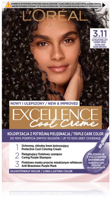 L’Oréal Paris Excellence Cool Creme Hårfarve Skygge 3.11 Ultra Ash Dark Brown 1 stk.