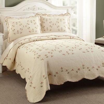 Peking Handicraft/Bedding Felisa Mini Quilt Set Light Cream, Full / Queen, Light Cream