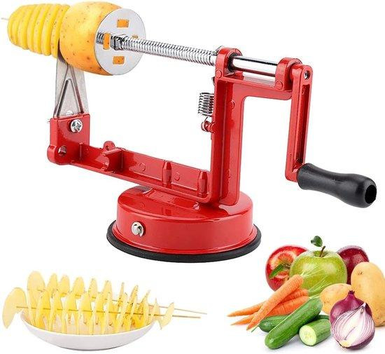 Rode handmatige spiraliser van roestvrij staal voor groenten en fruit, 10 cm