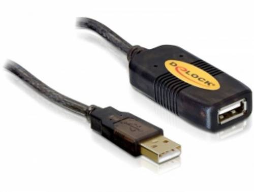 Delock USB-Kabel USB 2.0 USB-A Stecker, USB-A Buchse 10.00m Schwarz 82446
