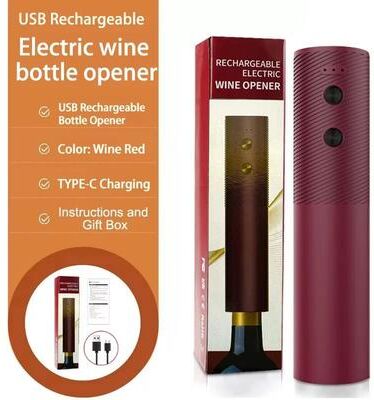 Inspired Finds Rechargeable Electric Wine Bottle Opener With One Touch Automatic Corkscrew burgundy