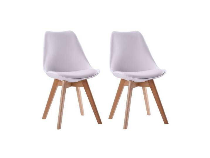 Lot de 2 chaises scandinaves NORA blanches avec coussin