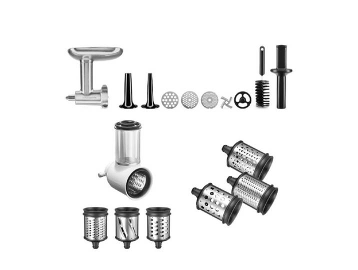 KitchenAid Gemüseschneidaufsatz KitchenAid Set Metallfleischwolf+ Gemüseschneider+ Zusatztrommeln