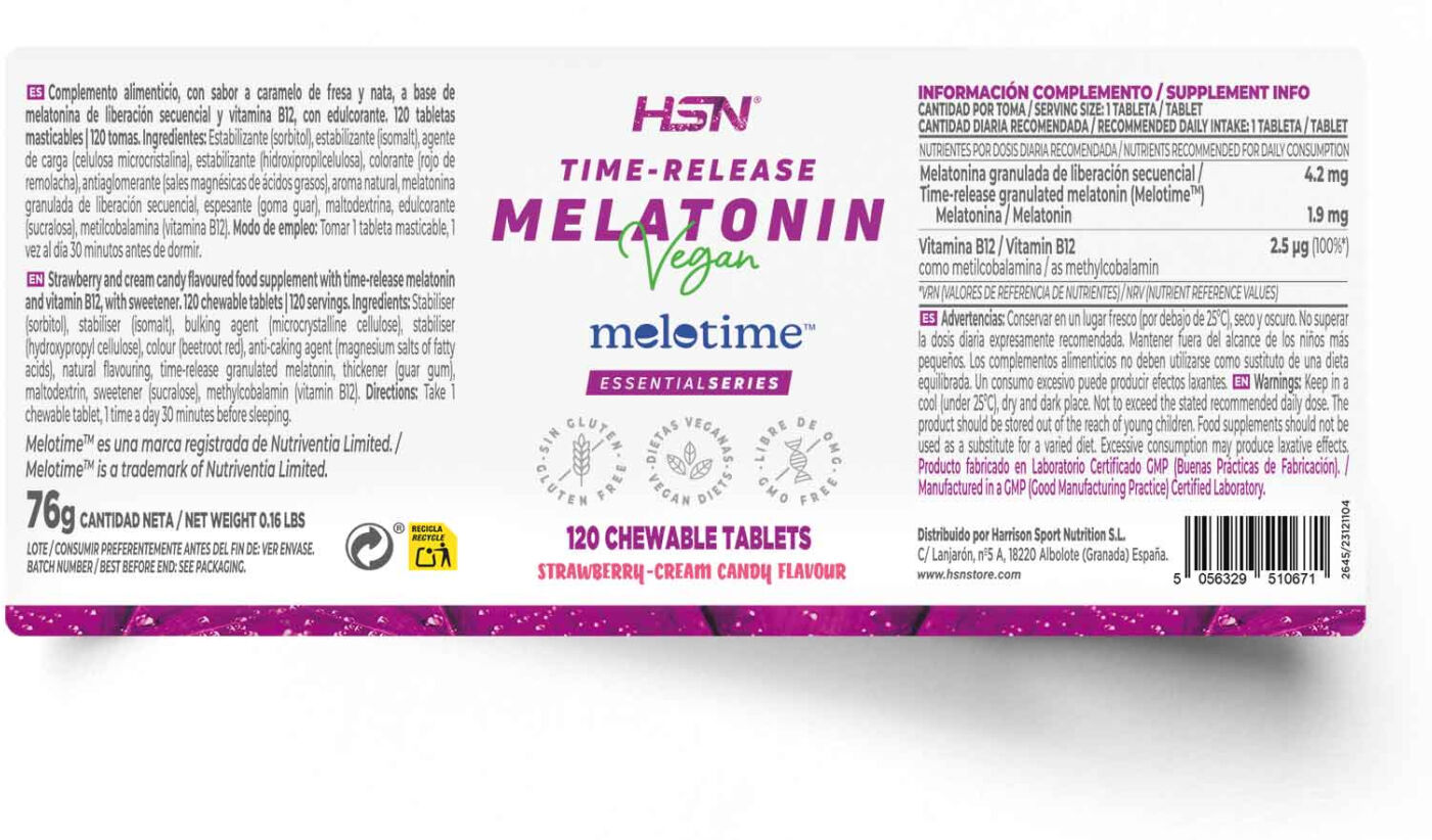 HSN Melatonina masticable liberación secuencial (Melotime™) (1,9mg melatonina) - 120 tabletas mastica - Sueño - Tabletas Masticables - 120  Servicios