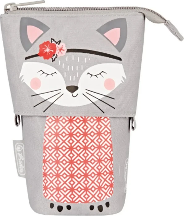 herlitz Stiftehalter Kitty grau Kunststoff 14,0 x 7,5 x 18,5 cm