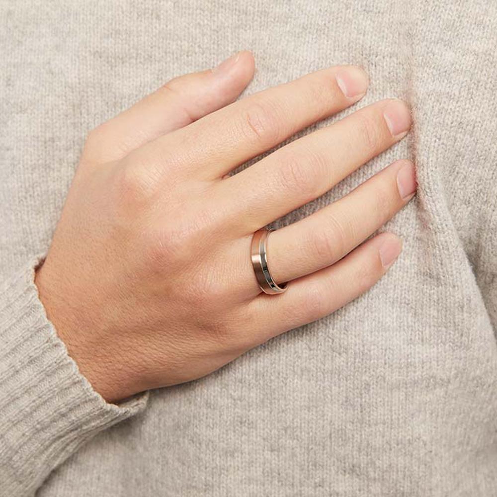 Unique Vergoldeter Ring Edelstahl 6mm breit silber-rosé