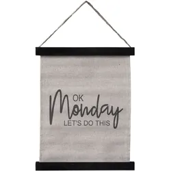 Chic Antique Leinwandbild mit Text zum Aufhängen klein, L24 x B29 x H1 cm, antik schwarz, OK Monday