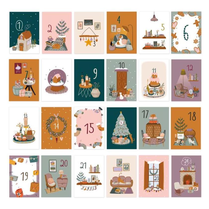 Papierdrachen 24 Postkarten (24 Türchen) (B400-071-010)
