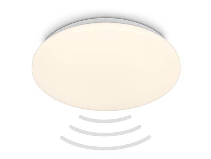 BRILONER - LED Deckenlampe mit Bewegungsmelder, 3m Reichweite IP54, Warmweiße Lichtfarbe, 120 Grad Erfassung, 35x7,5 cm, Weiß, für Bad und Küche