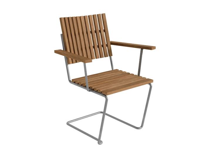 Grythyttan Stålmöbler Bovik Armlehnstuhl Teak-feuerverzinktes Gestell