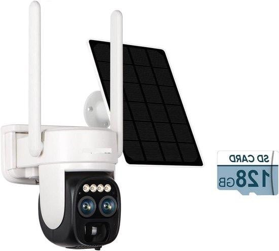 Beveiligingscamera Buiten - WIFI Camera - Huisbewaking - Dubbele Lens 10x Zoom - 4MP - Wit