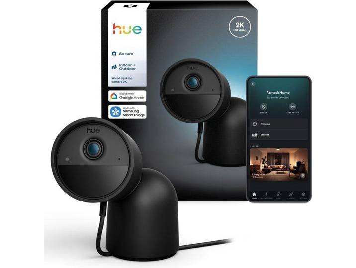 Caméra intelligente - Philips Hue - Extérieure - Filaire - Vision nocturne - 2K - Noire