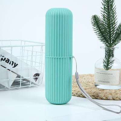 Youfap Market Portable Mouthwash Cup, Vertical Stripe Travel Toothbrush Box, Brushing Cup, Washing Cup, Toothpaste Storage Cartridge green