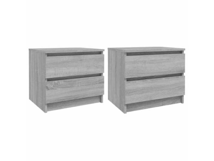 Fisinber Nachttisch 2er Set Grau Sonoma 50x39x43,5 cm Holzwerkstoff Zwei Beistellschränke mit geräumigen Schubladen für geordnete Aufbewahrung im Schlafzimmer, pflegeleicht und zeitlos.