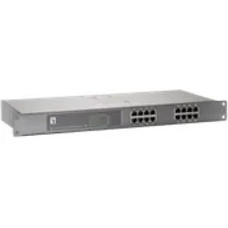 LevelOne FEP-1612 16-Port Fast Ethernet PoE Plus Switch (16 Ports), Netzwerk Switch, Grau