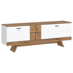 TV-Element Oreta B: 162 cm Weiß Hochglanz/Eichefarben
