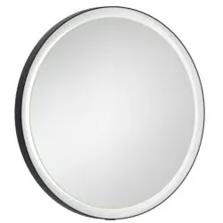 Laufen YVA Spiegel H4485000YV4501 rund, 600x40x600 mm, LED-Beleuchtung, Touchschalter, Ein/Aus/Dimmer, schwarz matt