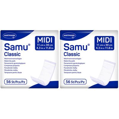 2x Samu Wöchnerinnen Vorlagen Classic midi 11x30 cm 2x56 St Einlagen