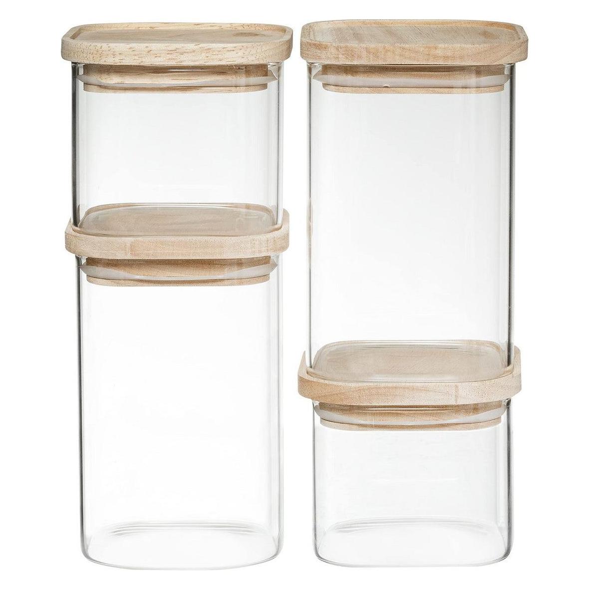Secret de Gourmet 4 stapelbare Gläser mit Holzdeckel (0.50 l) (JTI-74615445)