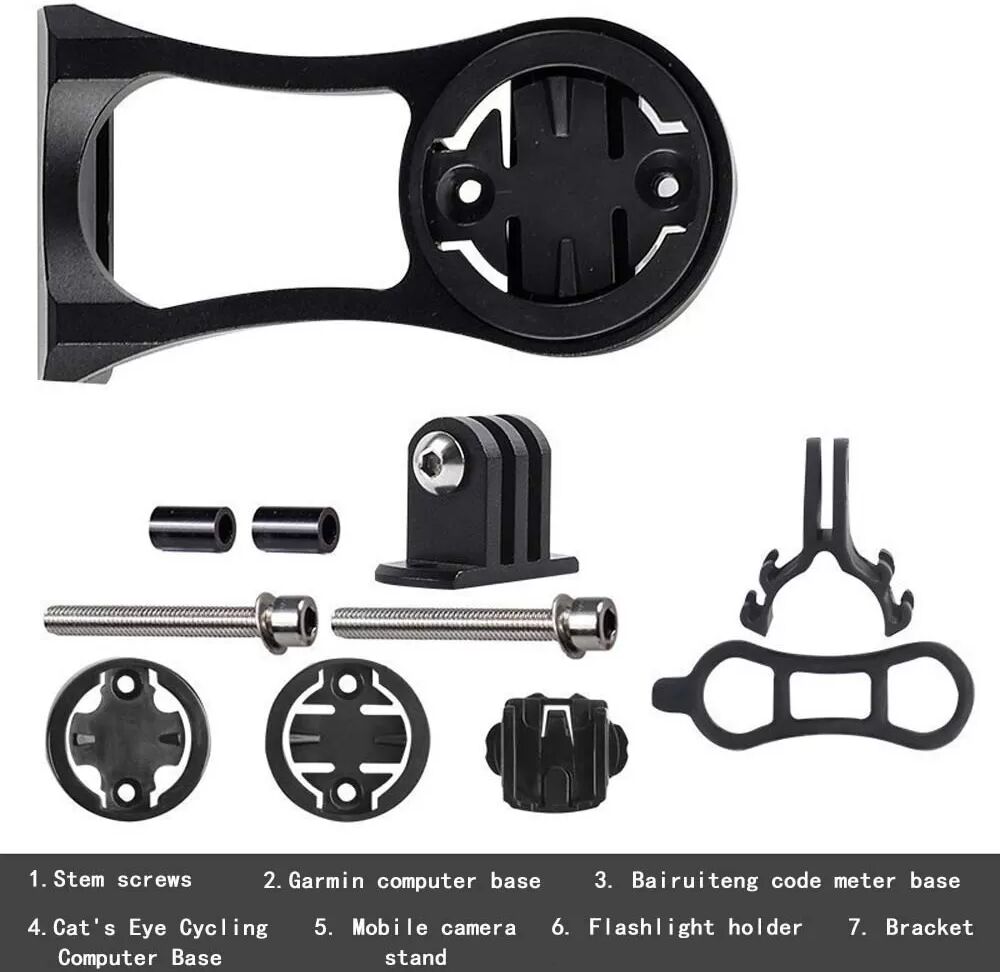 INF Mountainbike Fahrradcomputer Halterung – Vielseitige Verlängerung für Garmin, Bryton & Cateye Schwarz