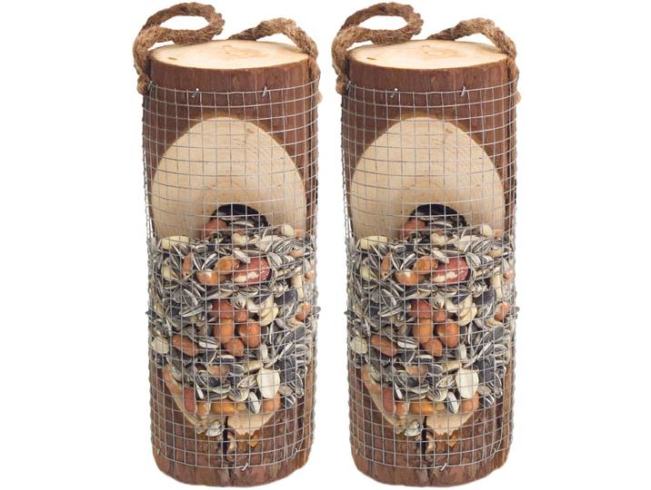 2er-Set Vogelfuttersäule aus FSC Naturholz, 20 x Ø8cm