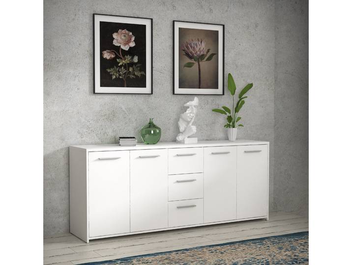 Sideboard FORTE Sideboard, 180 cm Breit, 3 Schubkästen, viel Platz , weiss (weiß), B:179cm H:74,1cm T:42cm, Spanplatte, Sideboards, Sideboard