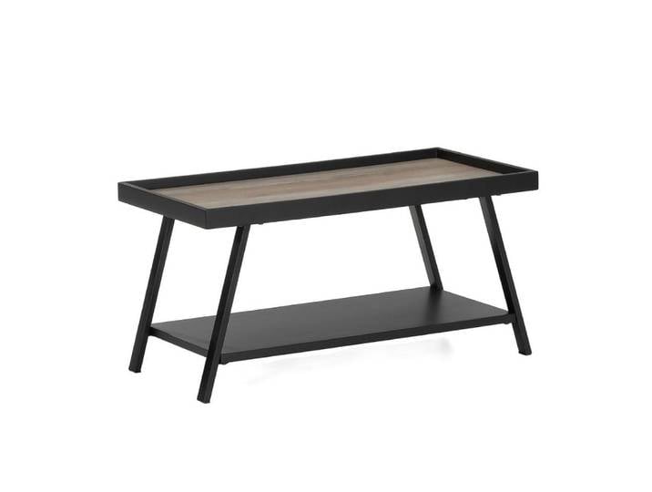 LebensWohnArt Couchtisch Moderner Couchtisch CUDA 80cm Altholz-Look Metallgestell