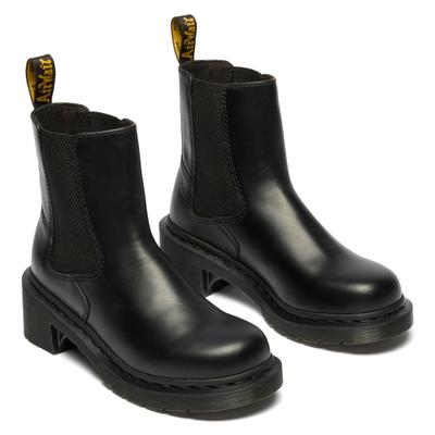 Chelseaboots DR. MARTENS "Alderstone", Damen, Gr. 37, Textil, schwarz, Leder, Basic, Schuhe Chelseaboots, Stiefelette, Boots mit Blockabsatz