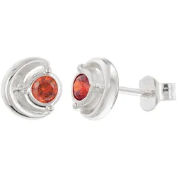 trendor 21422-07 Damen Ohrringe 925 Silber Ohrstecker Zirkonia Rot
