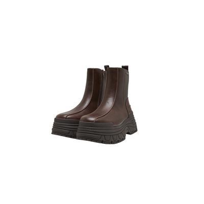 Stiefelette BUFFALO "Buffalo FUSION PANEL CHELSEA", Damen, Gr. 37, braun, Polyurethan, unifarben, Schuhe Stiefelette