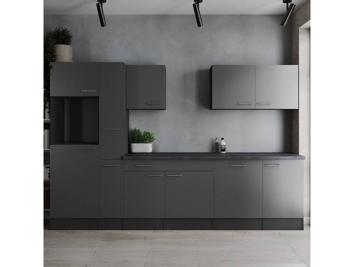 Cuisine premium Oliver 310 cm 310 x 205 x 60cm Gris/Gris Sans électroménager