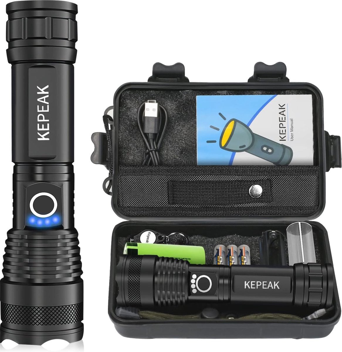 Oplaadbare Led-zaklamp 5000 Lumen - Extreem Helder en Waterdicht voor Outdoor Activiteiten
