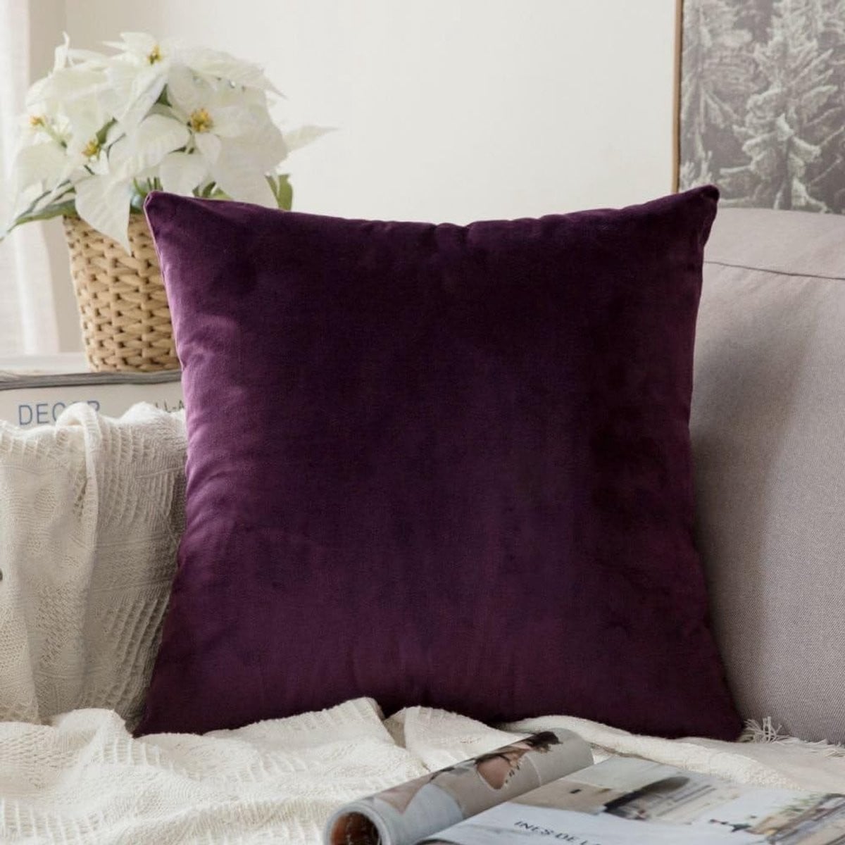 Decoratieve vierkante kussenhoes van zacht microfiber velours