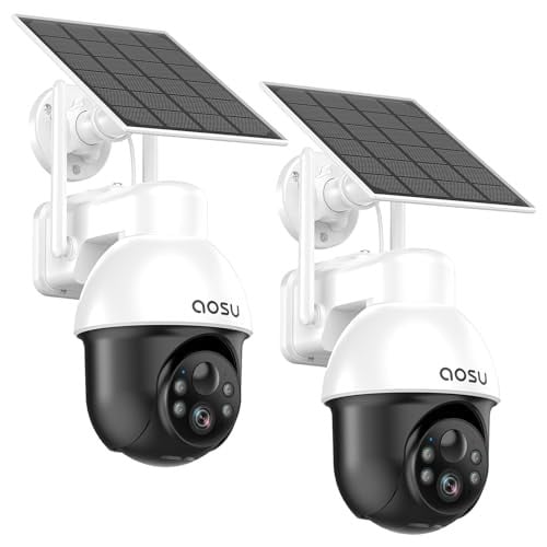 AOSU Draadloos Buiten Beveiligingssysteem met 3K/5MP WiFi Camera's, Zonne-energie, PTZ, Auto Tracking en Nachtzicht