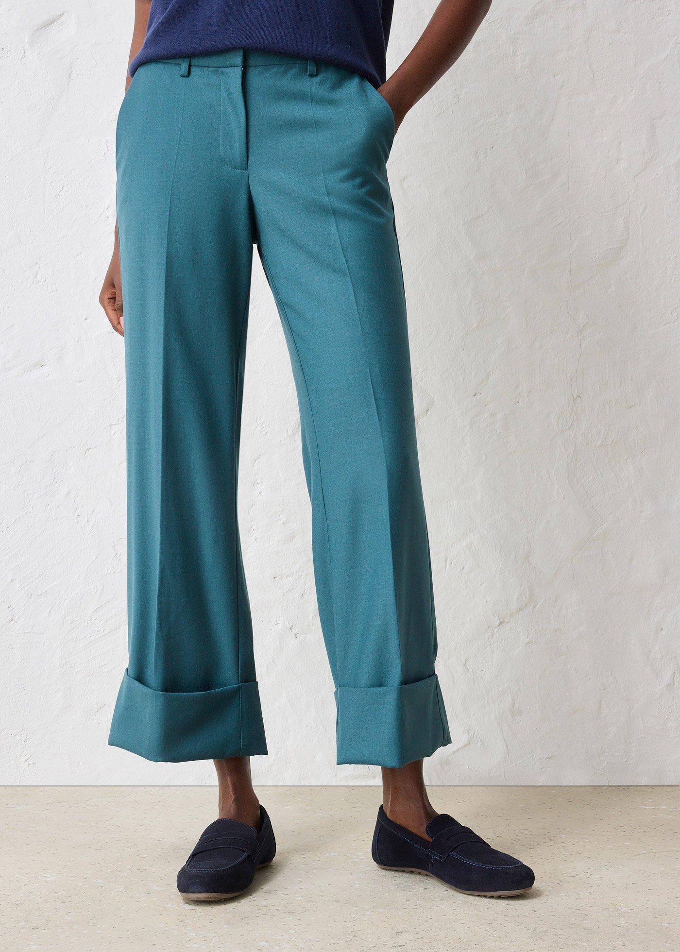 bonprix Flared Hose mit Wollanteil, petrol, Gr.42, elegante flared Hose mit Wollanteil