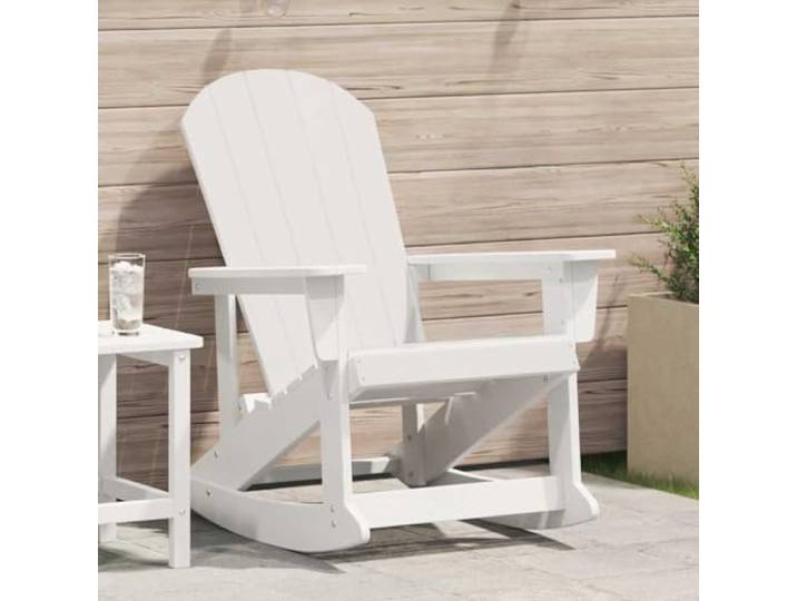 ZQQLVOO Weißer Adirondack-Schaukelstuhl aus HDPE-Polyethylen für Garten Breite Armlehnen, ergonomische Rückenlehne, wetterbeständiges HDPE, einfache Reinigung, modernes Design