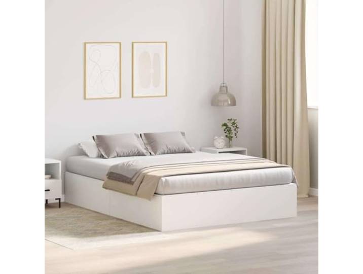 Kiefernholz Stauraumbett mit Schubkasten modernes Design 150x200 cm Weiß Bettgestell mit Aufbewahrung Weiß 150x200 cm Stauraum Bett mit Klapptür Kiefernholz Stabil Schlafzimmer Möbel