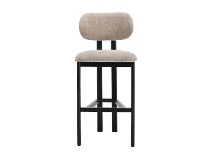 Vente-unique - Barhocker 2er-Set Yelaz - Stoff Taupe Strukturierte Oberfläche Gepolsterte Sitzfläche für mehr Komfort