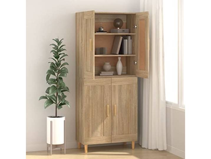 KTHLBRH Sideboard Eiche Sonoma 69,5 x 34 x 90 cm Holz mehrschichtig Eukalyptus-Hartholz, großer Stauraum, stabile Tischplatte für Dekoration, einfache Montage