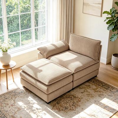 DREAMSIDEA Corduroy Accent Chair With Ottoman, Upholstered Armchair Set