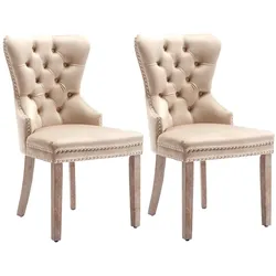 Merax Esszimmerstuhl (Set-2 St.), Küchenstühle, Polsterstuhl, Wohnzimmerstuhl, Schminkstuhl Samt, Beige