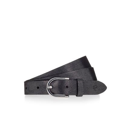 Ledergürtel TAMARIS, Damen, Gr. 120, schwarz, silber, Rindsleder, Gürtel Ledergürtel, Metallic-Schimmer