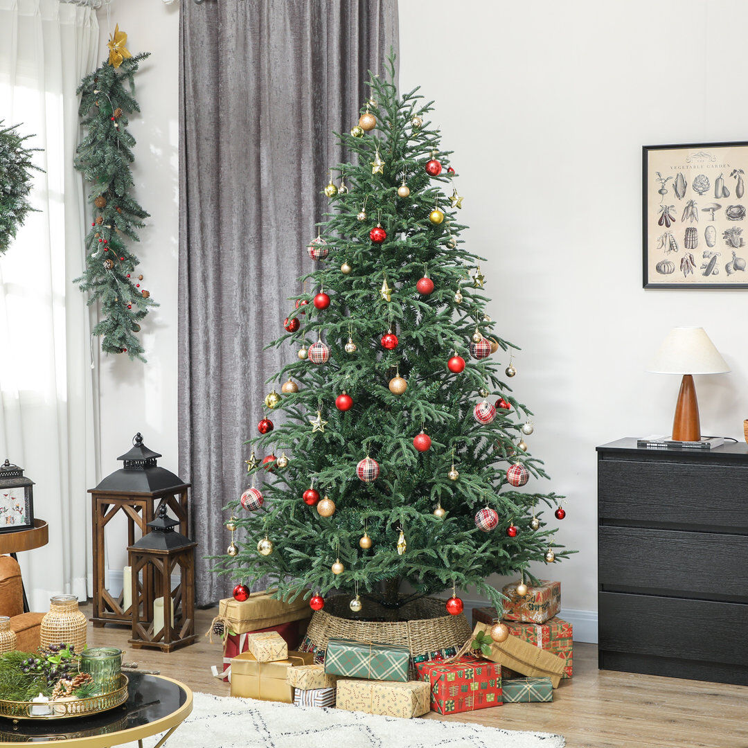 HOMCOM Artificial Christmas Tree Realistic Dense Branches Green Green 17.5' H