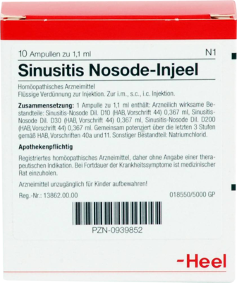 Biologische Heilmittel Heel GmbH SINUSITIS Nosode Injeel Ampullen 10 St 00939852