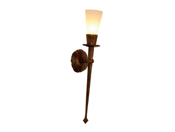 Menzel Chateau - geschmiedete Wandfackel 60 cm CHATEAU, dimmbar, braun / rost, für Wohn- / Esszimmer, Metall, Landhaus / Rustikal
