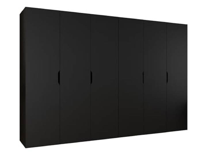 Mirjan24 Kleiderschrank mit Einlegeböden und Kleiderstange Midere 300, Vielseitiger Drehtürenschrank, Elegantes Kleiderschrank 6-türig (Schwarz)