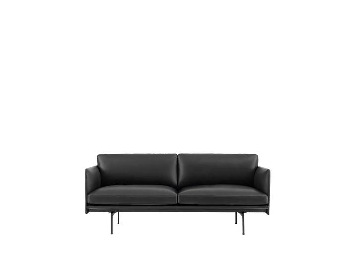 Muuto Canapé Outline 2 places Refine leather black-Black