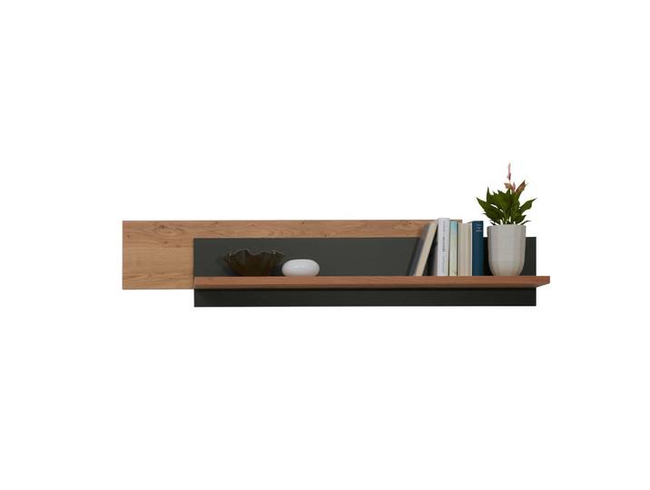 Dieter Knoll Wandboard, Grau, Eichefarben, Holz, Holzwerkstoff, Balkeneiche, furniert, 157.5x33.6x25 cm, Wohnzimmer, Wohnwand, Wohnwand- Serien