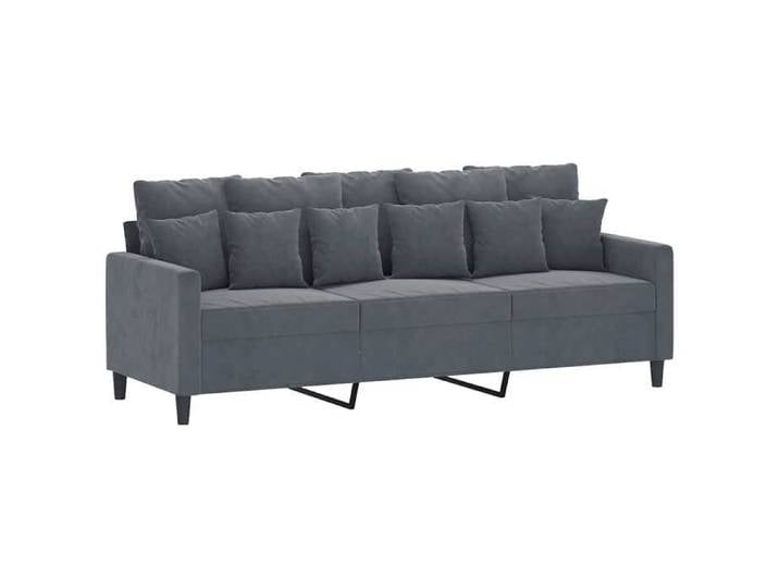Sofa Fixe - ORVEL - Canapé à 3 places moderne - 3 personnes - Gris foncé - 180 cm - Velours 48289