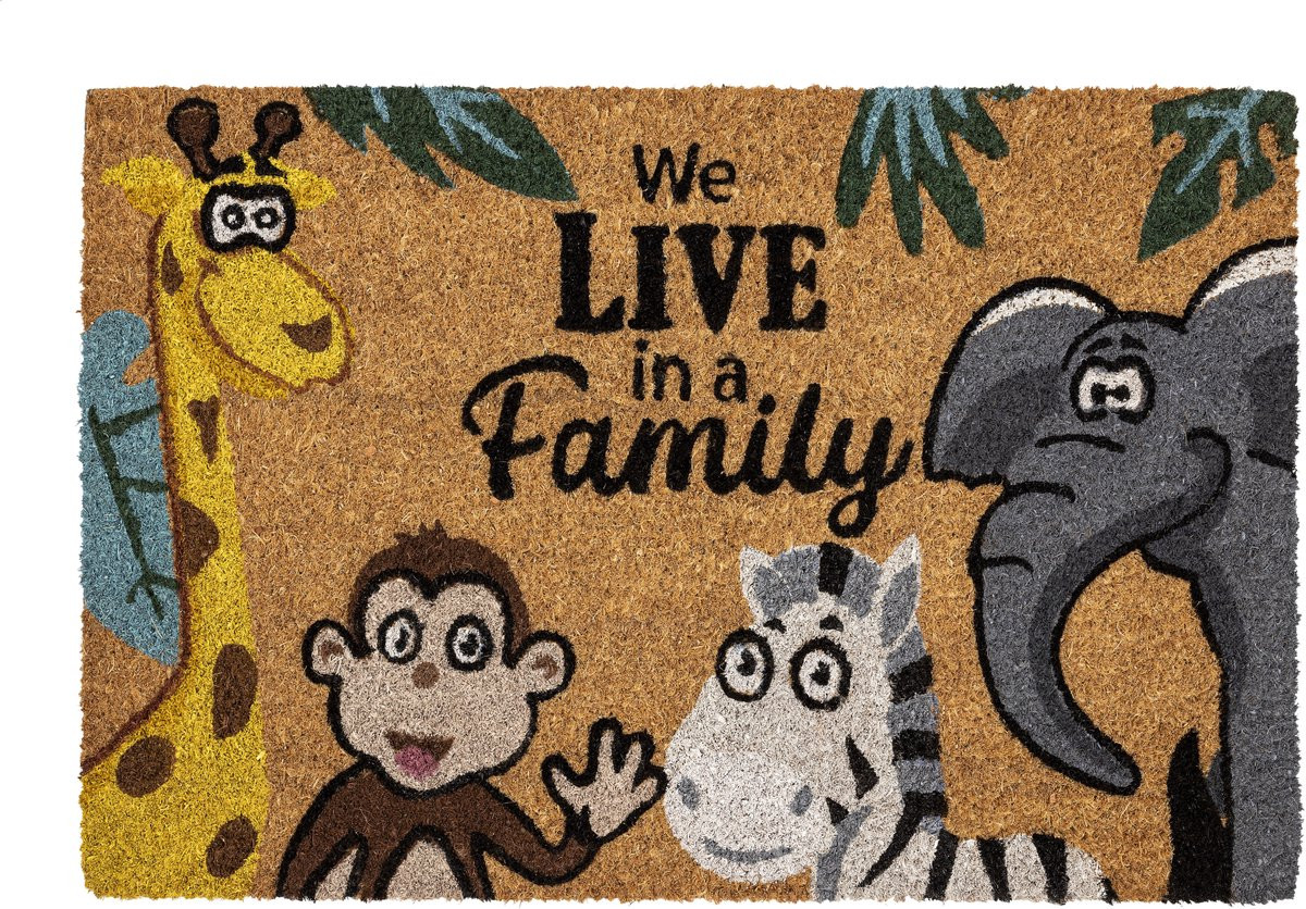 Home & Deco kokos deurmat We live in a Family B/D/H: 60 x 40 x 2 cm